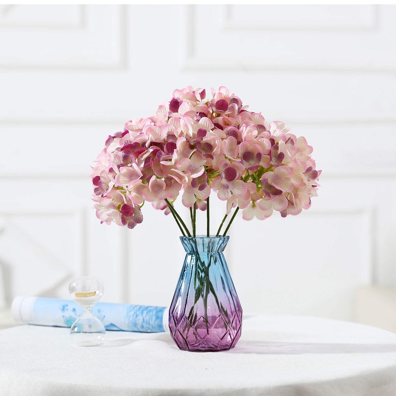 LUSHIDI Silk Hydrangea Heads with Stems Artificial Flowers Heads for Home Wedding Decor,Pack of 10 (Light Purple) - Image 2